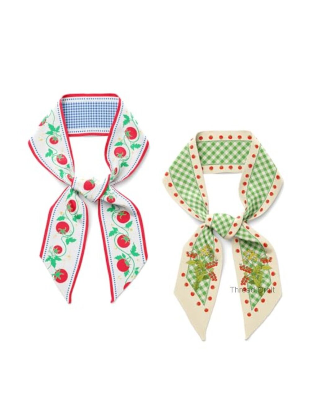 2PCS Satin Scarf Set Long Thin Hair Neck Scarf Fashion Accessory